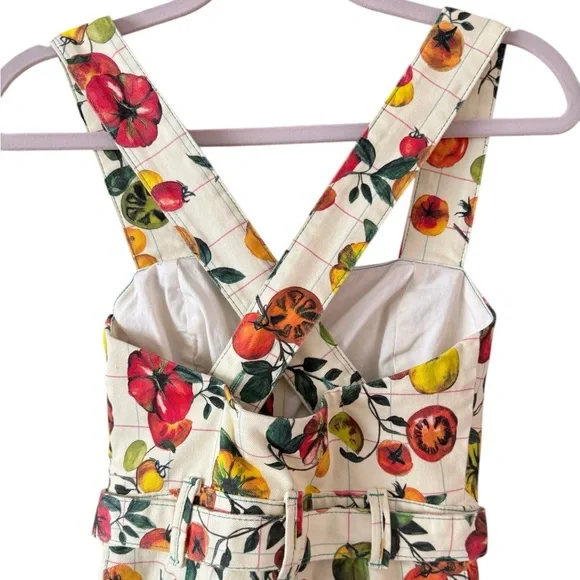 Rachel Antonoff Clem Pinafore Jumpsuit - Family Heirloom Tomato Print Size: 0 - Picture 8 of 12